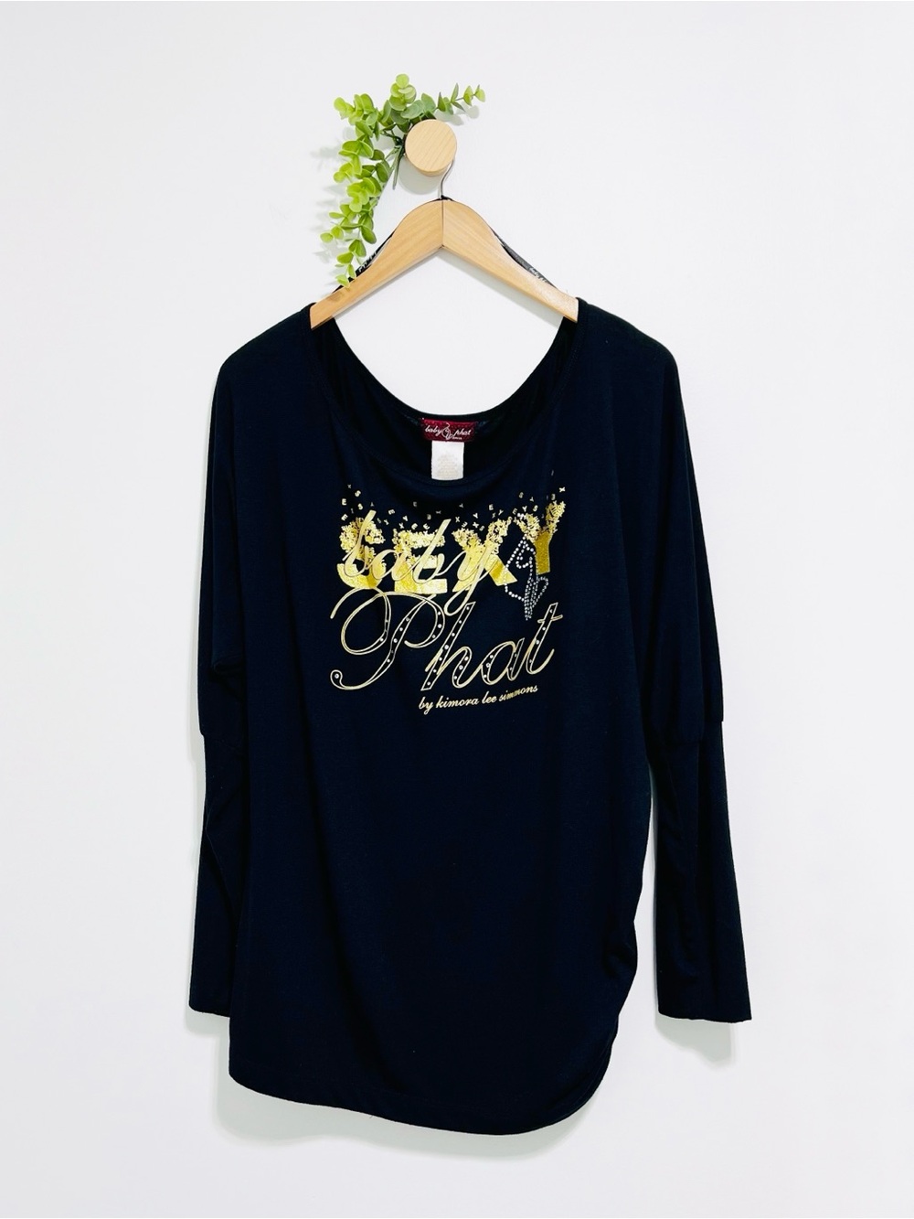 Baby Phat Y2K Rhinestones Embellished Black Long Sleeve Top
